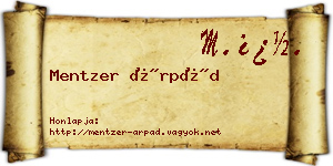 Mentzer Árpád névjegykártya